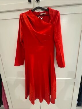 Fehaute Red Long-Sleeve Fit & Flare Dress